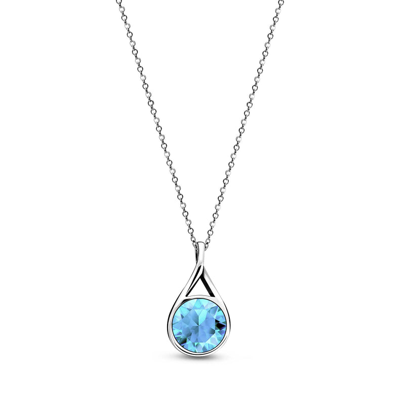 Sterling Silver Whitby Jet & Birthstone Double-Sided Twist Pendant