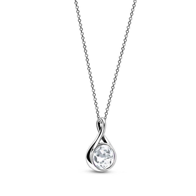 Sterling Silver Whitby Jet & Birthstone Double-Sided Twist Pendant