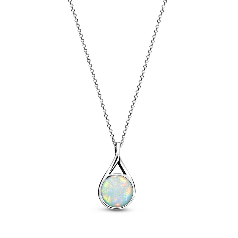 Sterling Silver Whitby Jet & Birthstone Double-Sided Twist Pendant