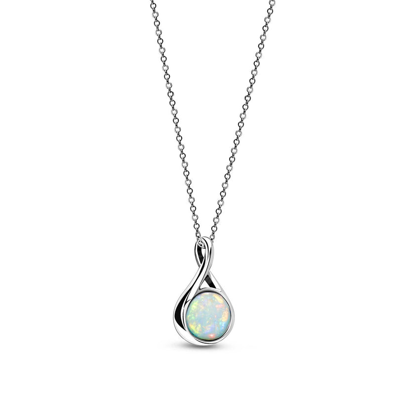 Sterling Silver Whitby Jet & Birthstone Double-Sided Twist Pendant