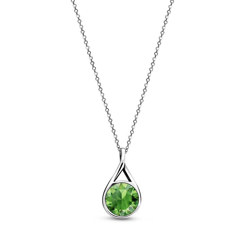 Sterling Silver Whitby Jet & Birthstone Double-Sided Twist Pendant