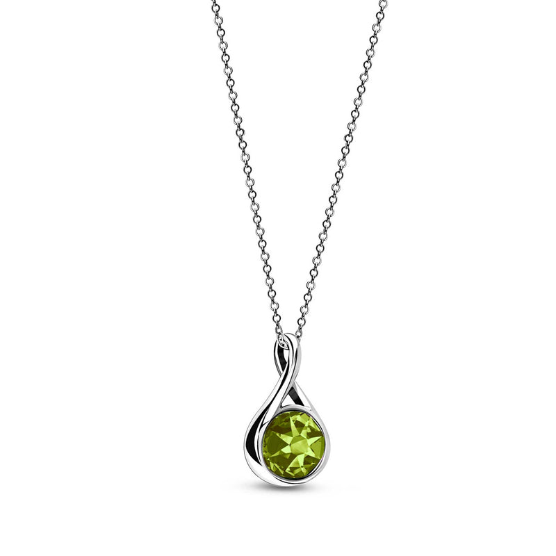 Sterling Silver Whitby Jet & Birthstone Double-Sided Twist Pendant