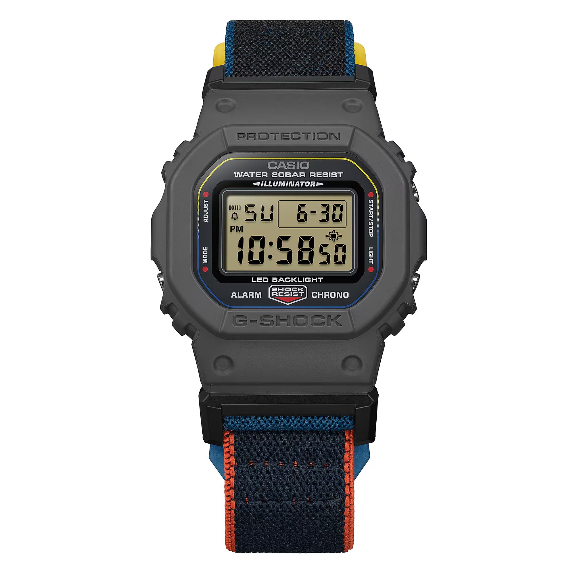 G-Shock DW-5600MNC-8A2ER Grey Resin & Fabric Strap Watch