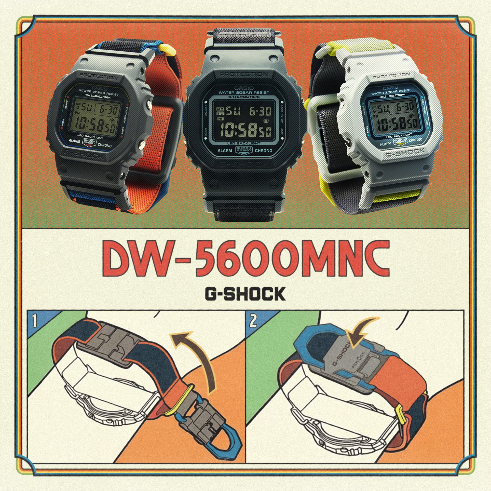 G-Shock DW-5600MNC-7A8ER Grey Resin & Fabric Strap Watch