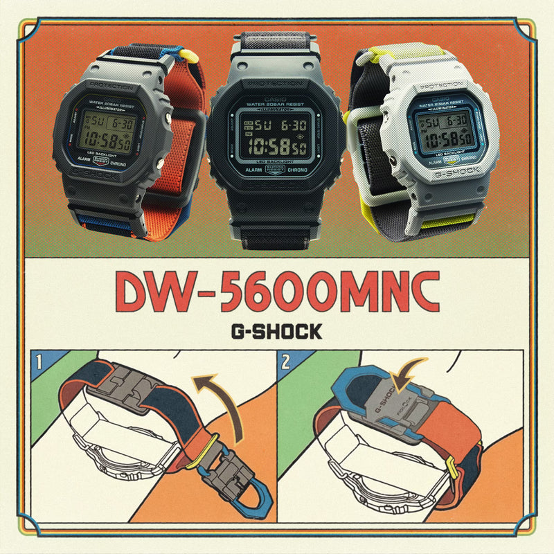 G-Shock DW-5600MNC-7A8ER Grey Resin & Fabric Strap Watch