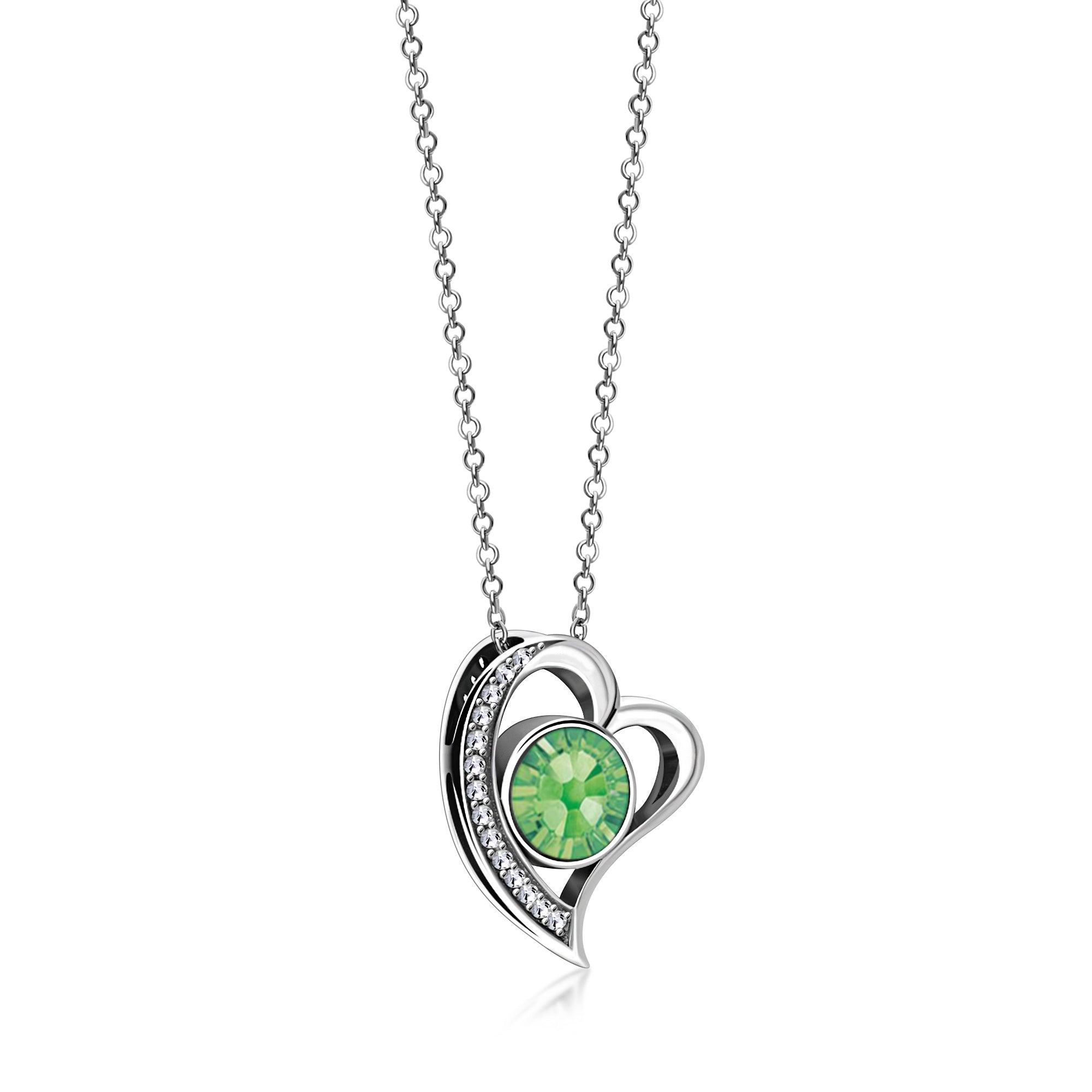 Sterling Silver Whitby Jet & Birthstone Double Sided CZ Heart Pendant
