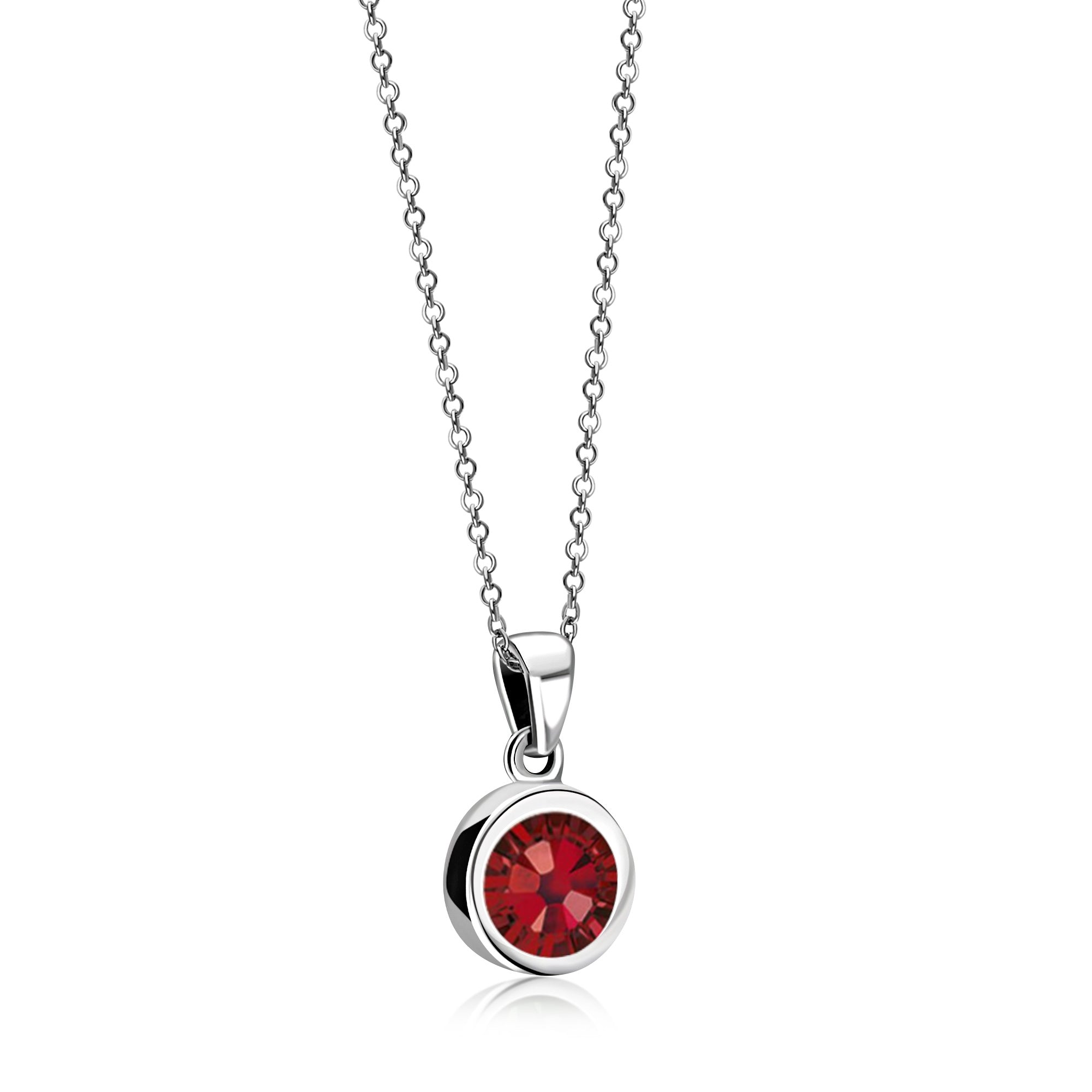 Sterling Silver Whitby Jet & Birthstone Double-Sided Plain Round Pendant