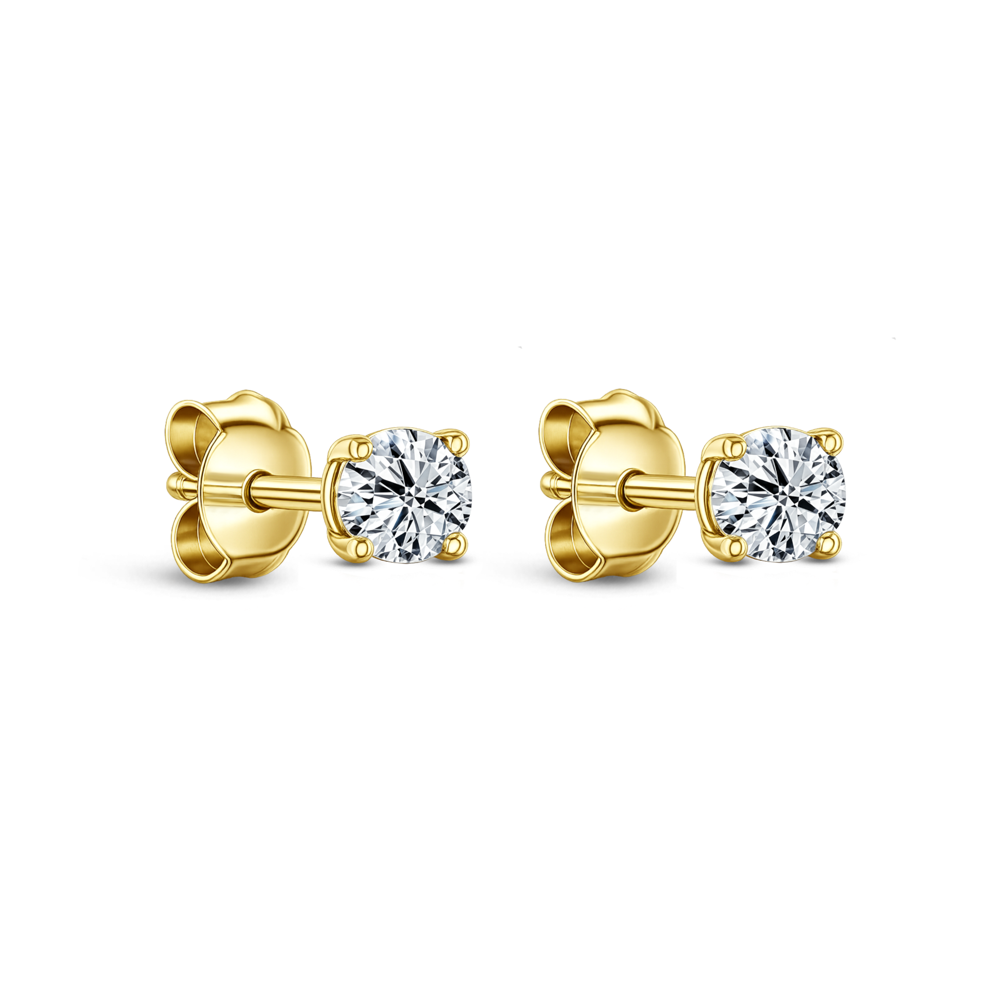 Lab Grown Diamond Four Claw Round Stud Earrings