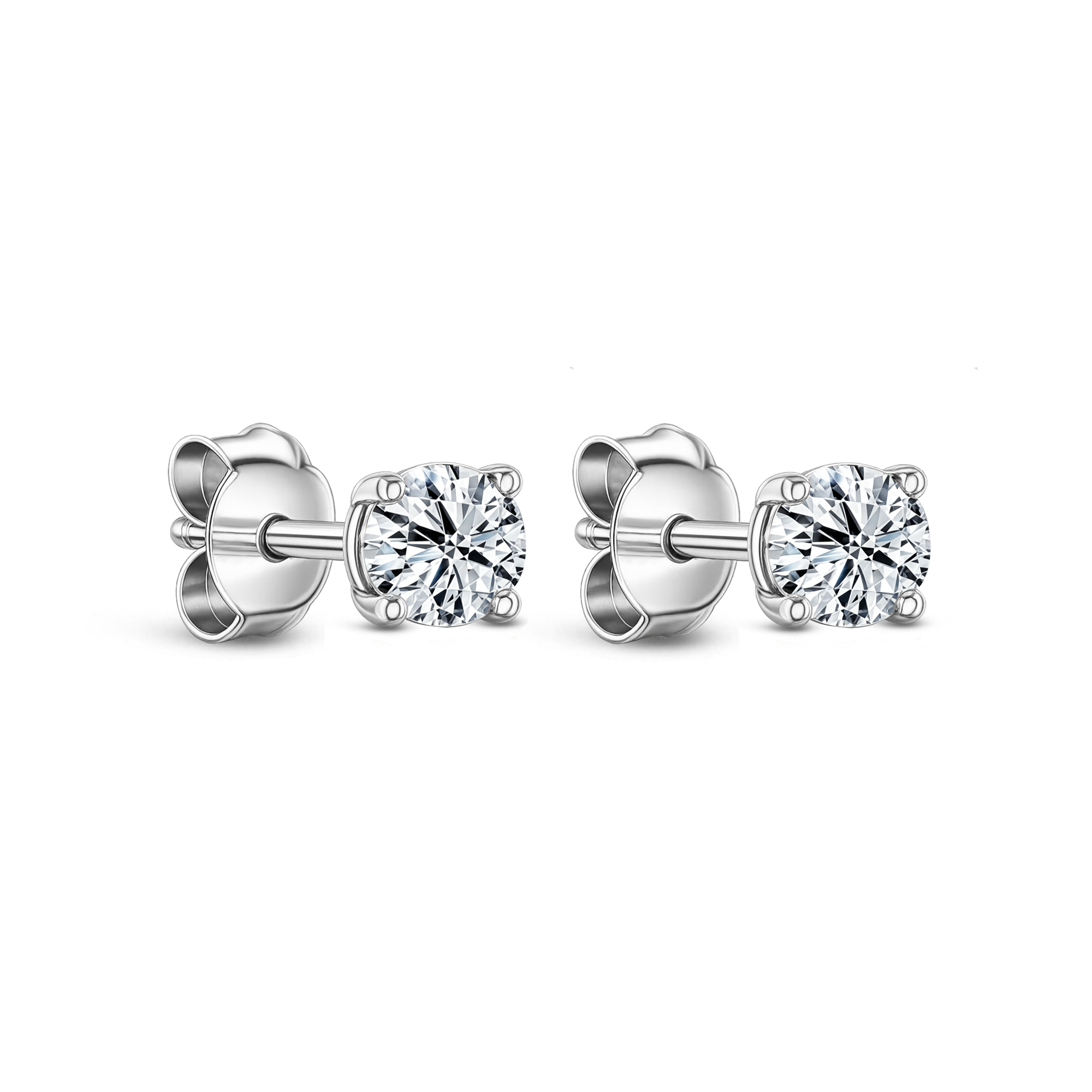 Lab Grown Diamond Four Claw Round Stud Earrings