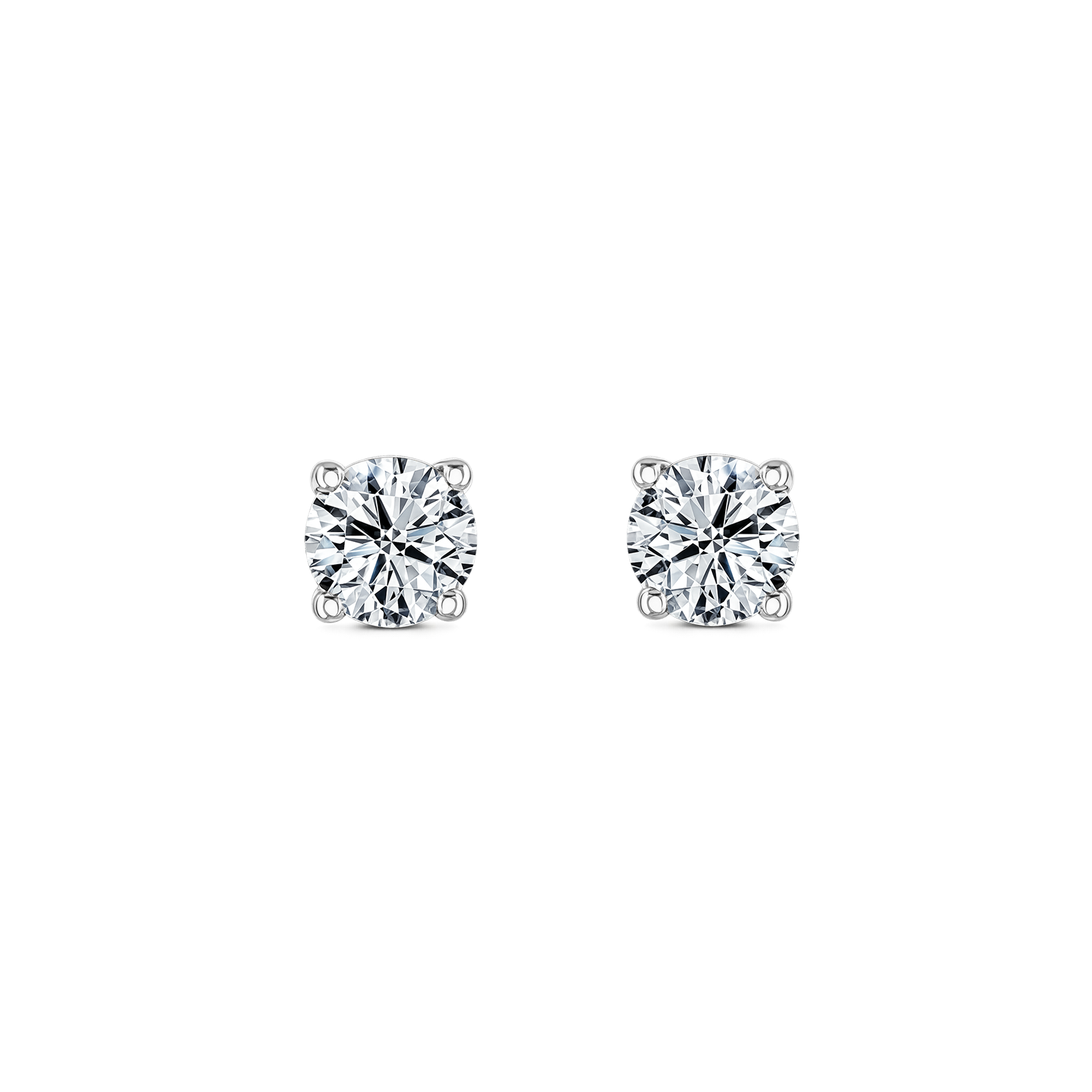 Lab Grown Diamond Four Claw Round Stud Earrings