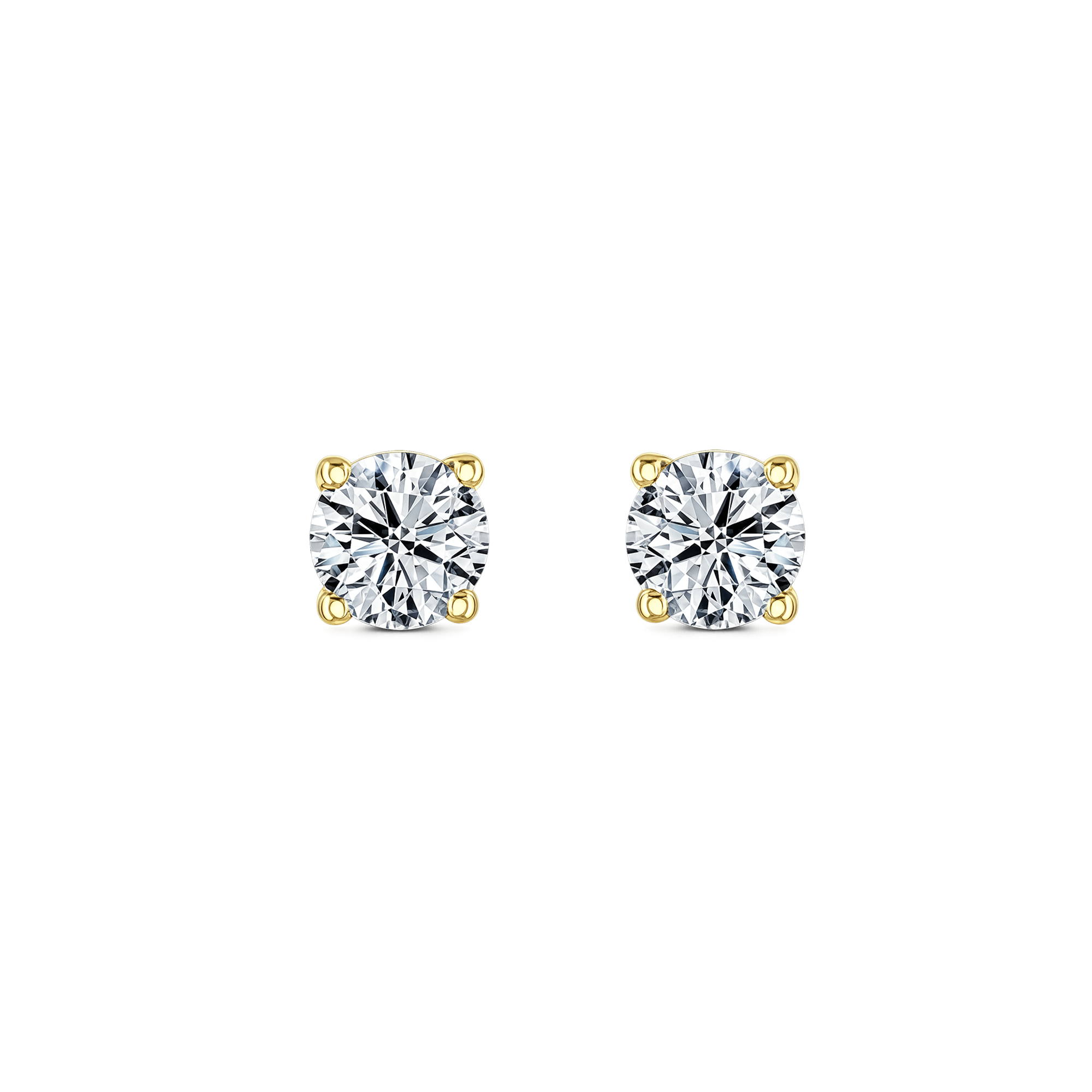 Lab Grown Diamond Four Claw Round Stud Earrings