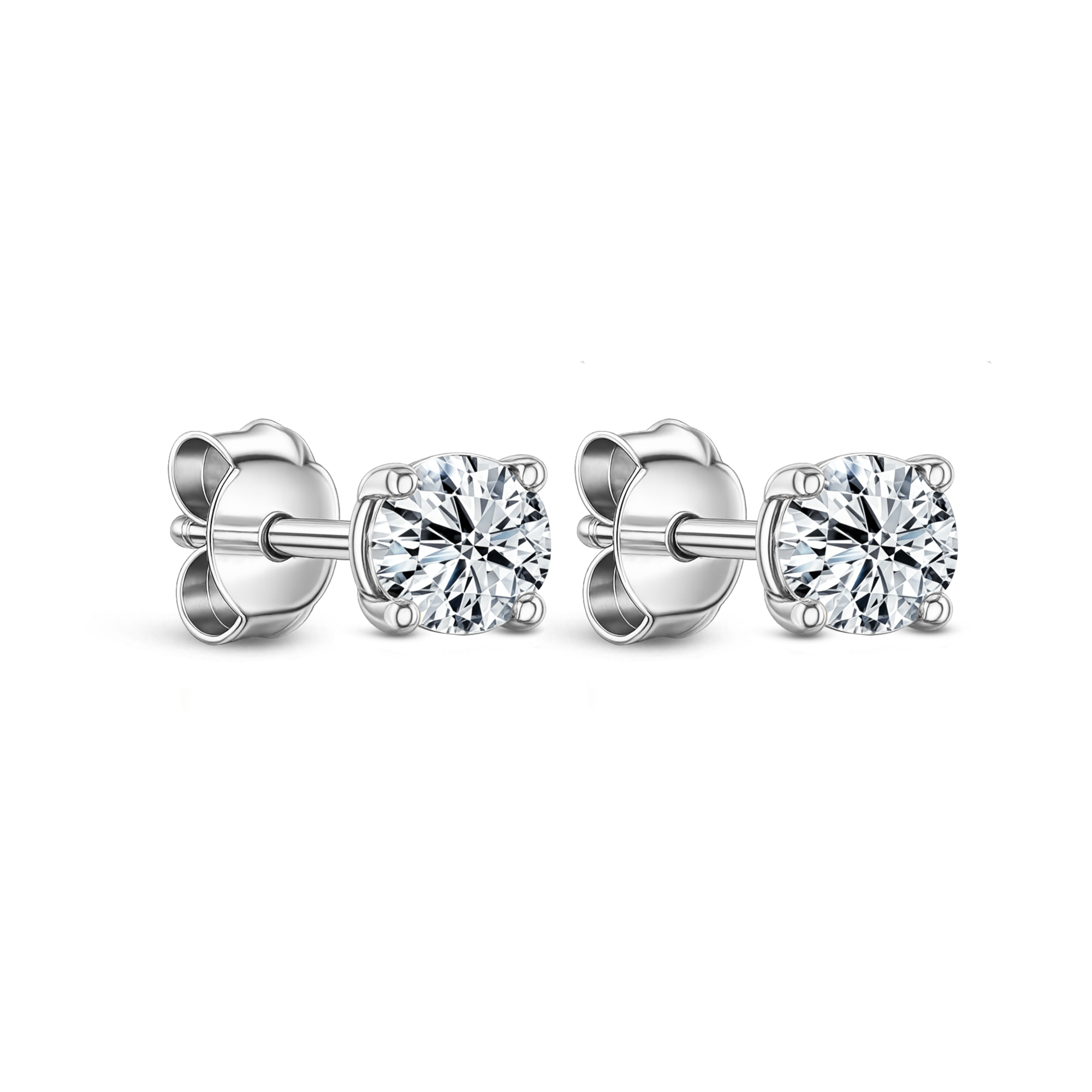 Lab Grown Diamond Four Claw Round Stud Earrings