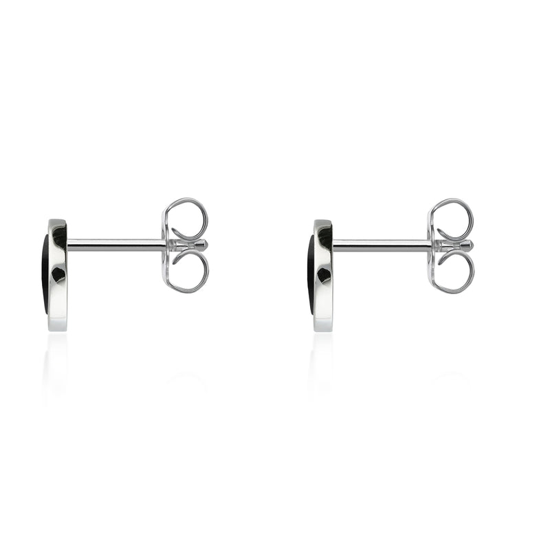 Sterling Silver Whitby Jet CZ Small Round Stud Earrings
