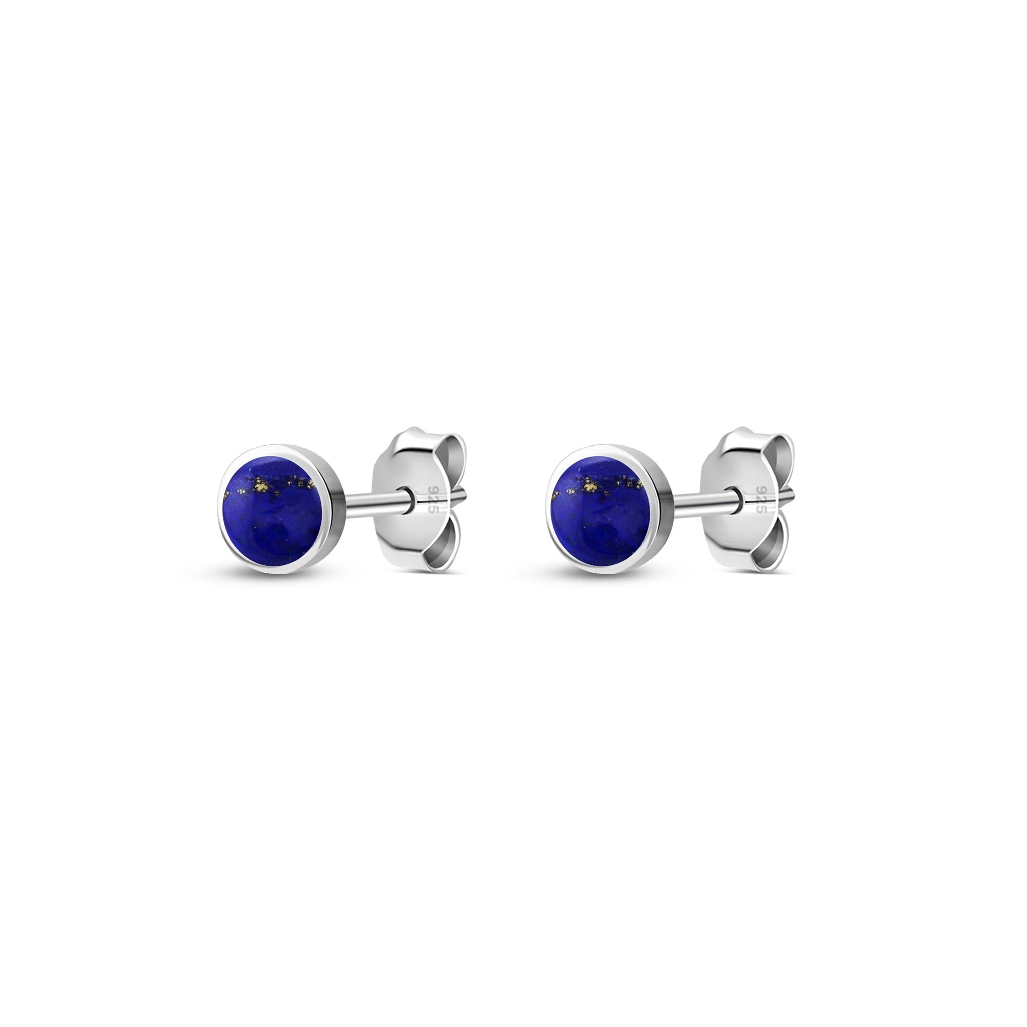 Sterling Silver Lapis Lazuli Dinky Round Stud Earrings