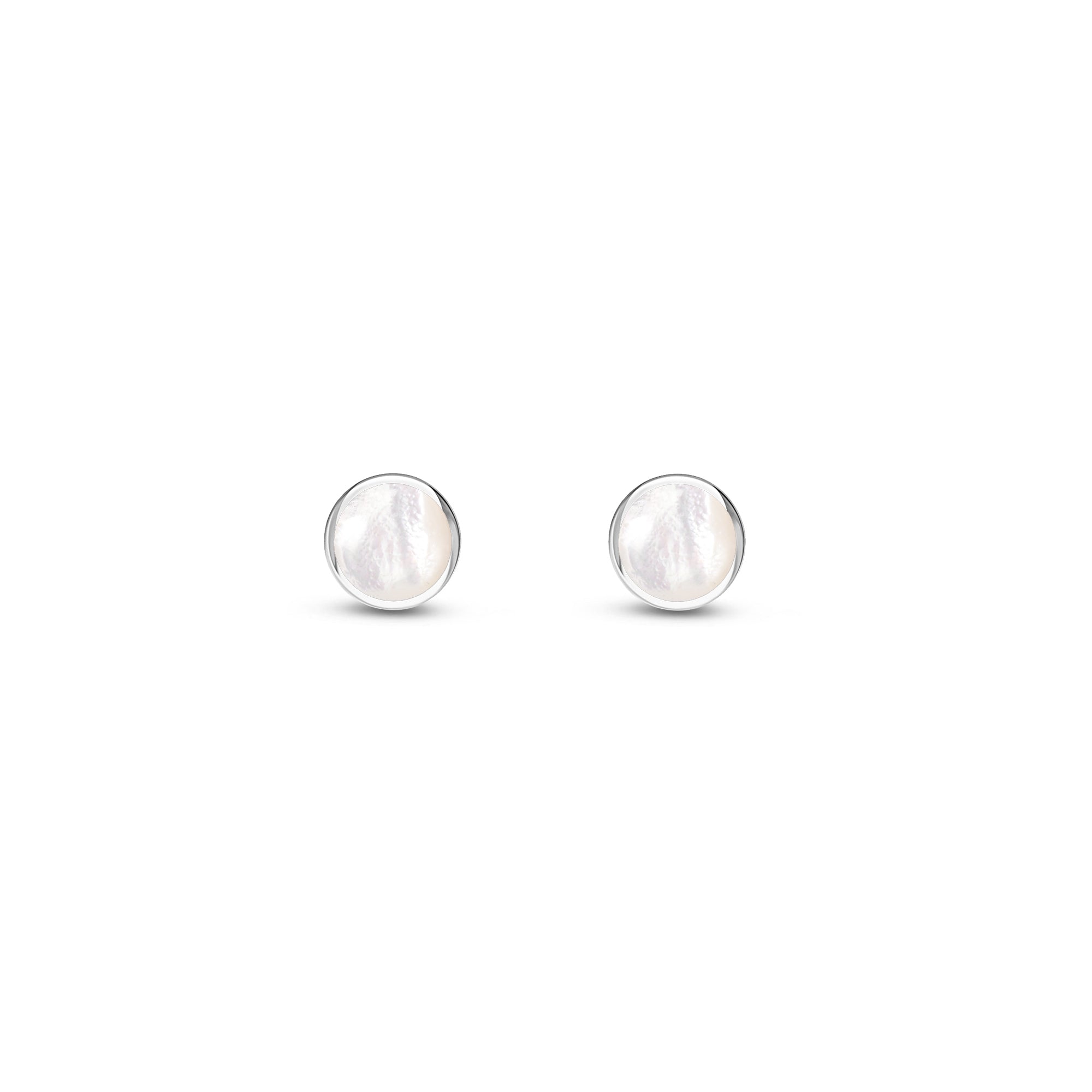 Sterling Silver Mother of Pearl Dinky Round Stud Earrings
