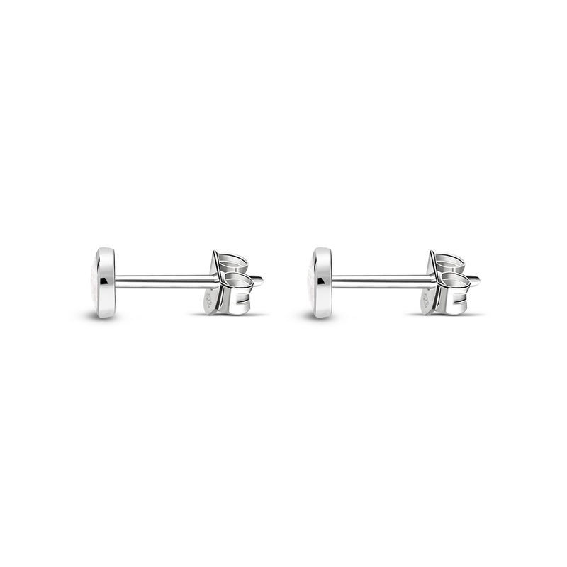 Sterling Silver Mother of Pearl Dinky Round Stud Earrings
