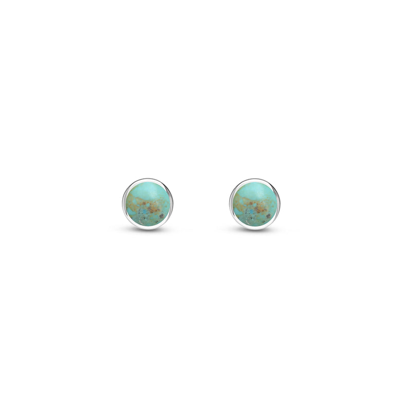 Sterling Silver Kingman Turquoise Dinky Round Stud Earrings