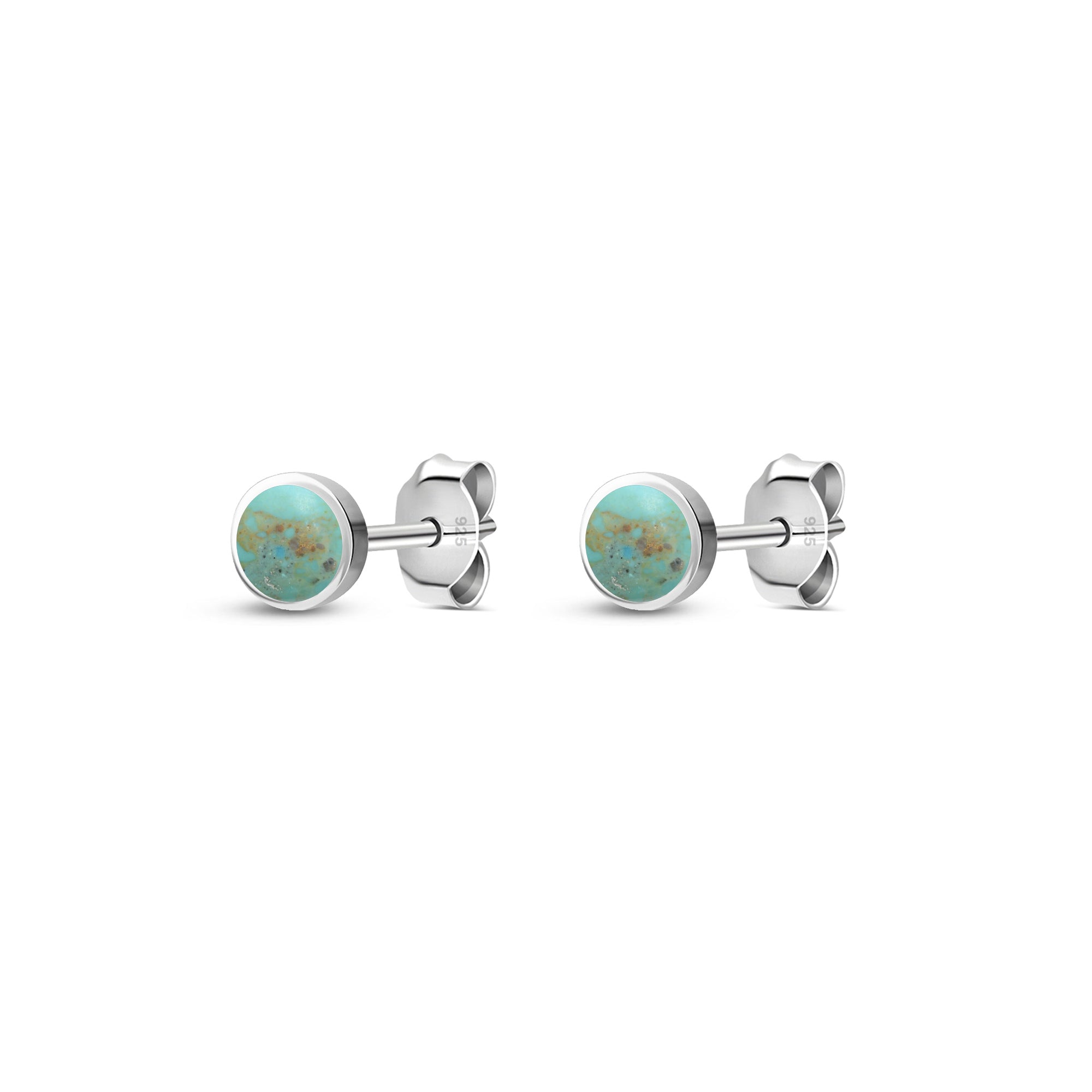Sterling Silver Kingman Turquoise Dinky Round Stud Earrings