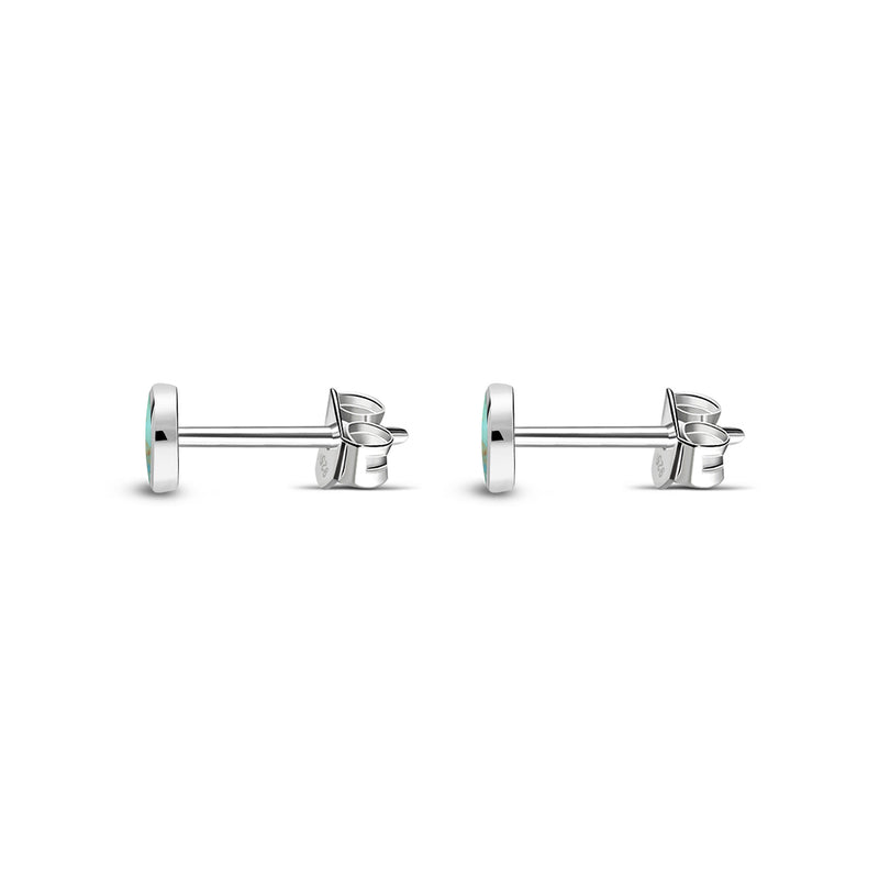 Sterling Silver Kingman Turquoise Dinky Round Stud Earrings