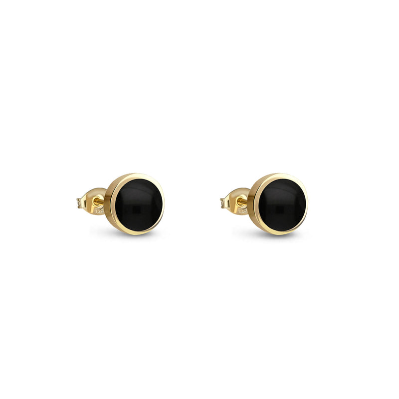 9ct Yellow Gold Whitby Jet 3mm Dinky Round Stud Earrings