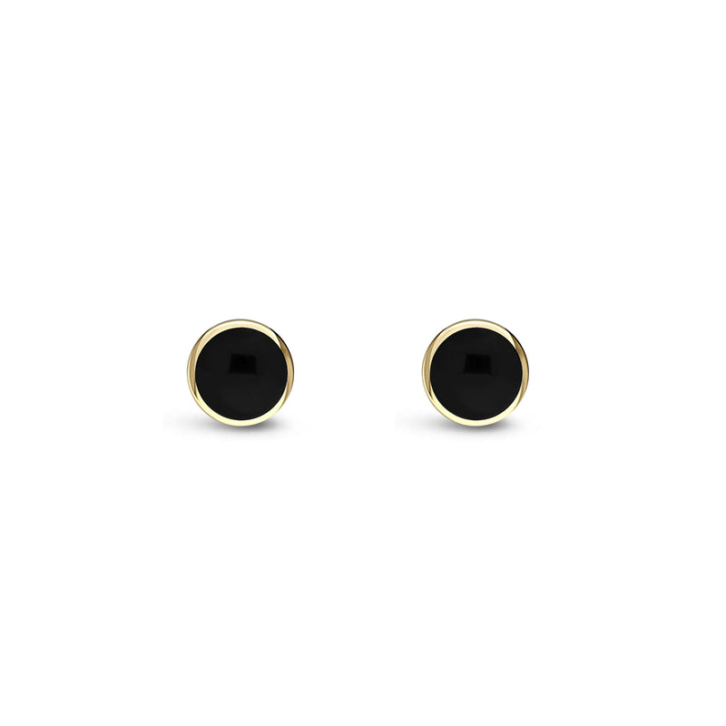 9ct Yellow Gold Whitby Jet 3mm Dinky Round Stud Earrings