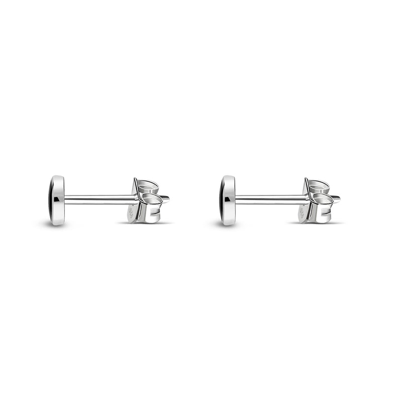 Sterling Silver Whitby Jet 3mm Dinky Round Stud Earrings