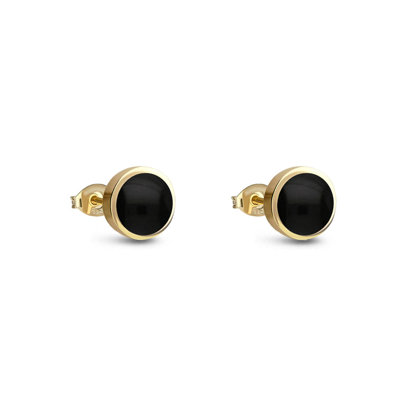 9ct Yellow Gold Whitby Jet 4mm Classic Round Stud Earrings