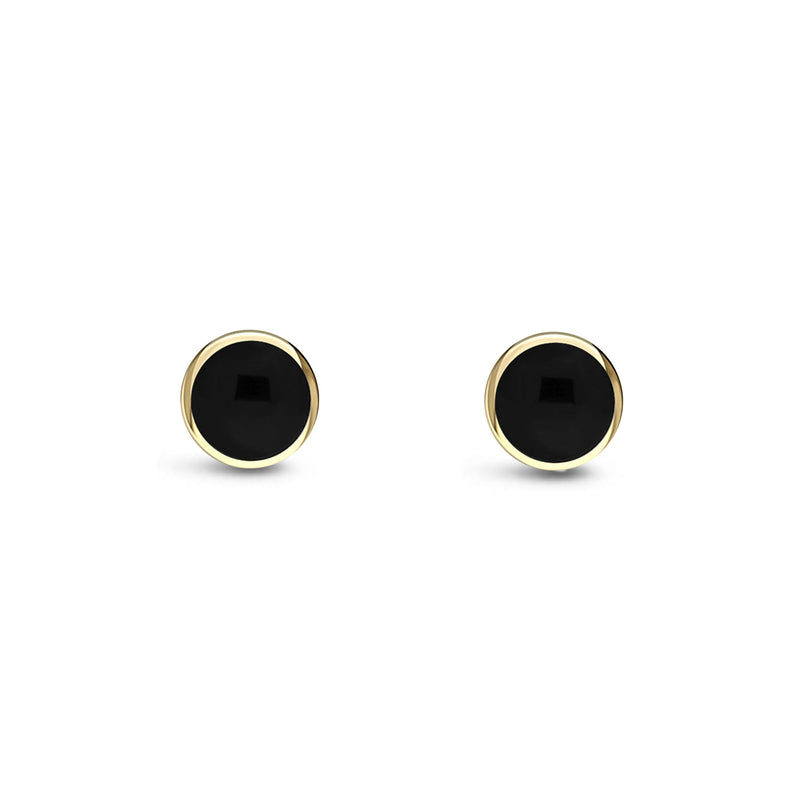 9ct Yellow Gold Whitby Jet 4mm Classic Round Stud Earrings
