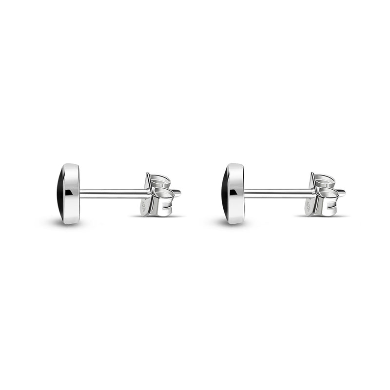 Sterling Silver Whitby Jet 4mm Classic Round Stud Earrings
