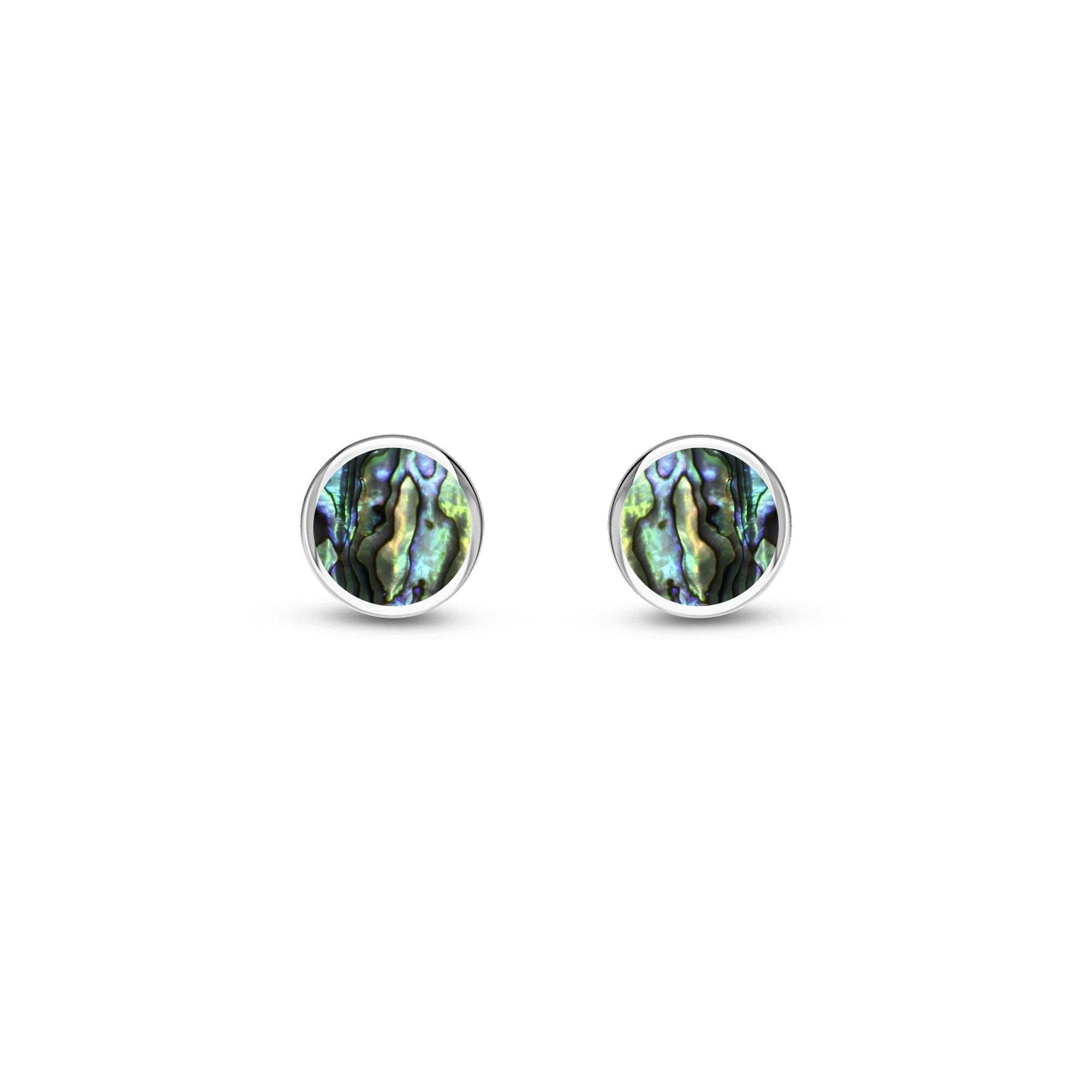 Sterling Silver Abalone 5mm Round Stud Earrings
