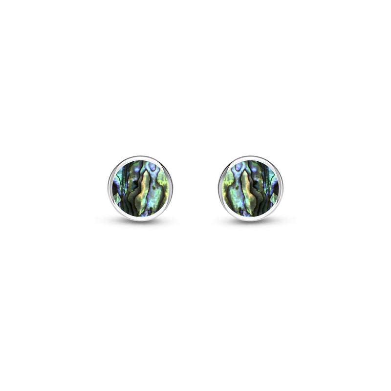 Sterling Silver Abalone 5mm Round Stud Earrings