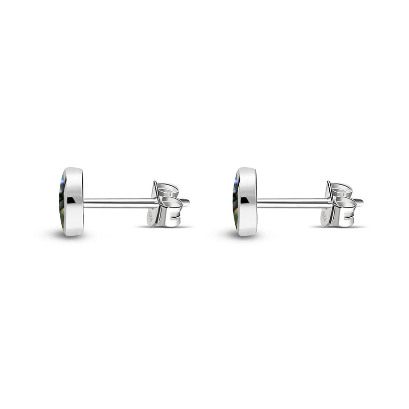 Sterling Silver Abalone 5mm Round Stud Earrings