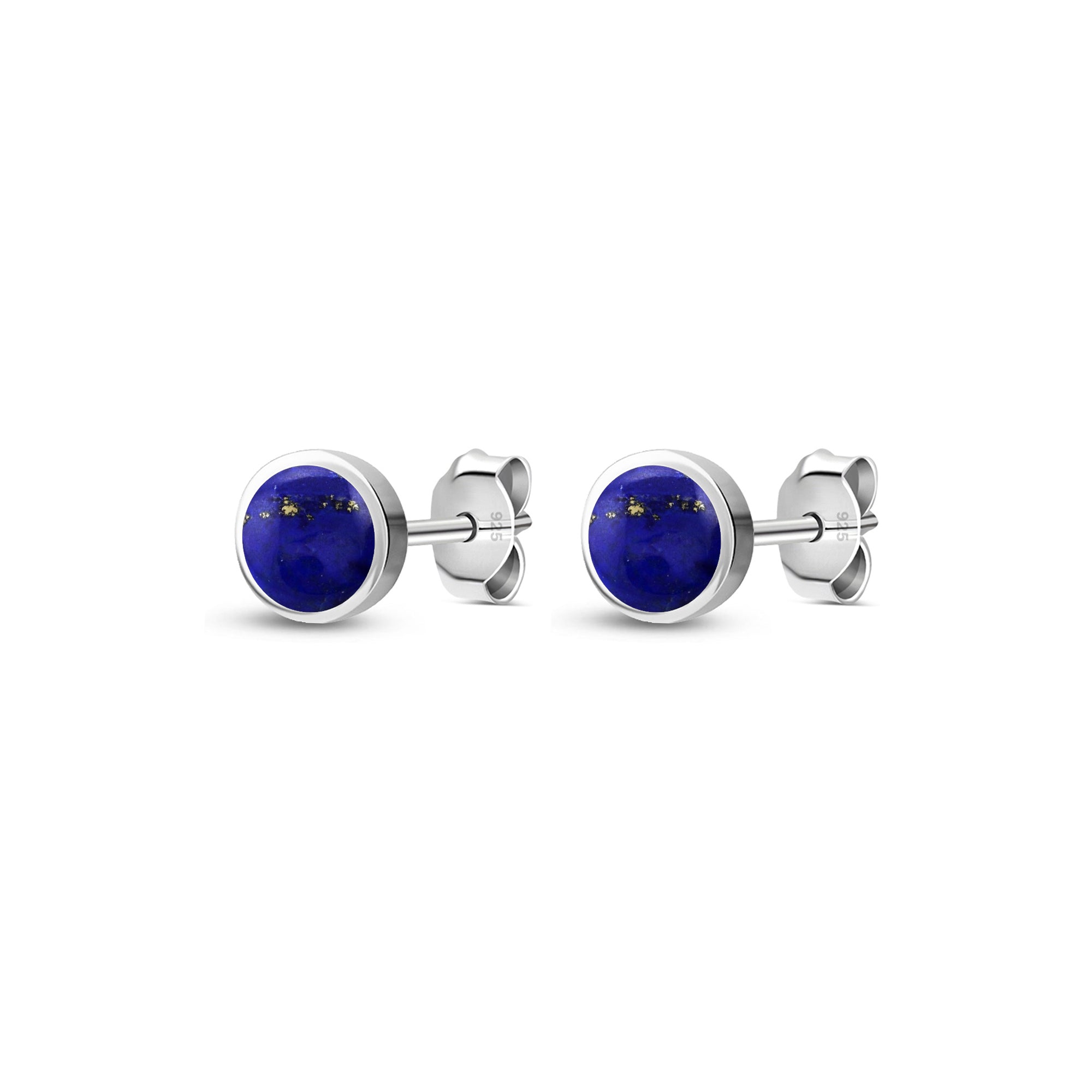 Sterling Silver Lapis Lazuli 5mm Round Stud Earrings