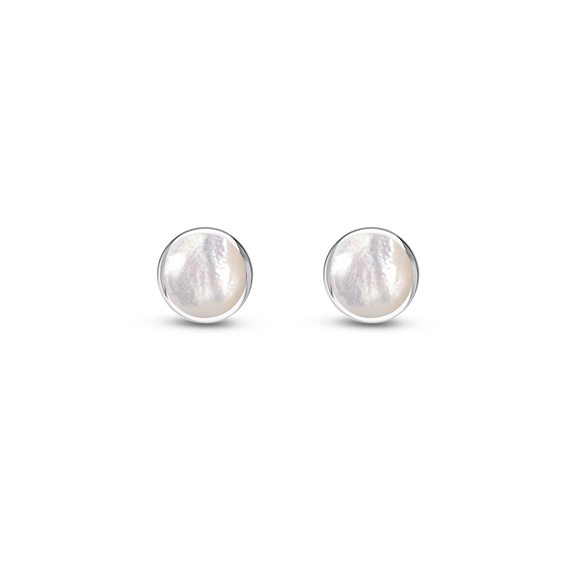 Sterling Silver Mother of Pearl 5mm Round Stud Earrings