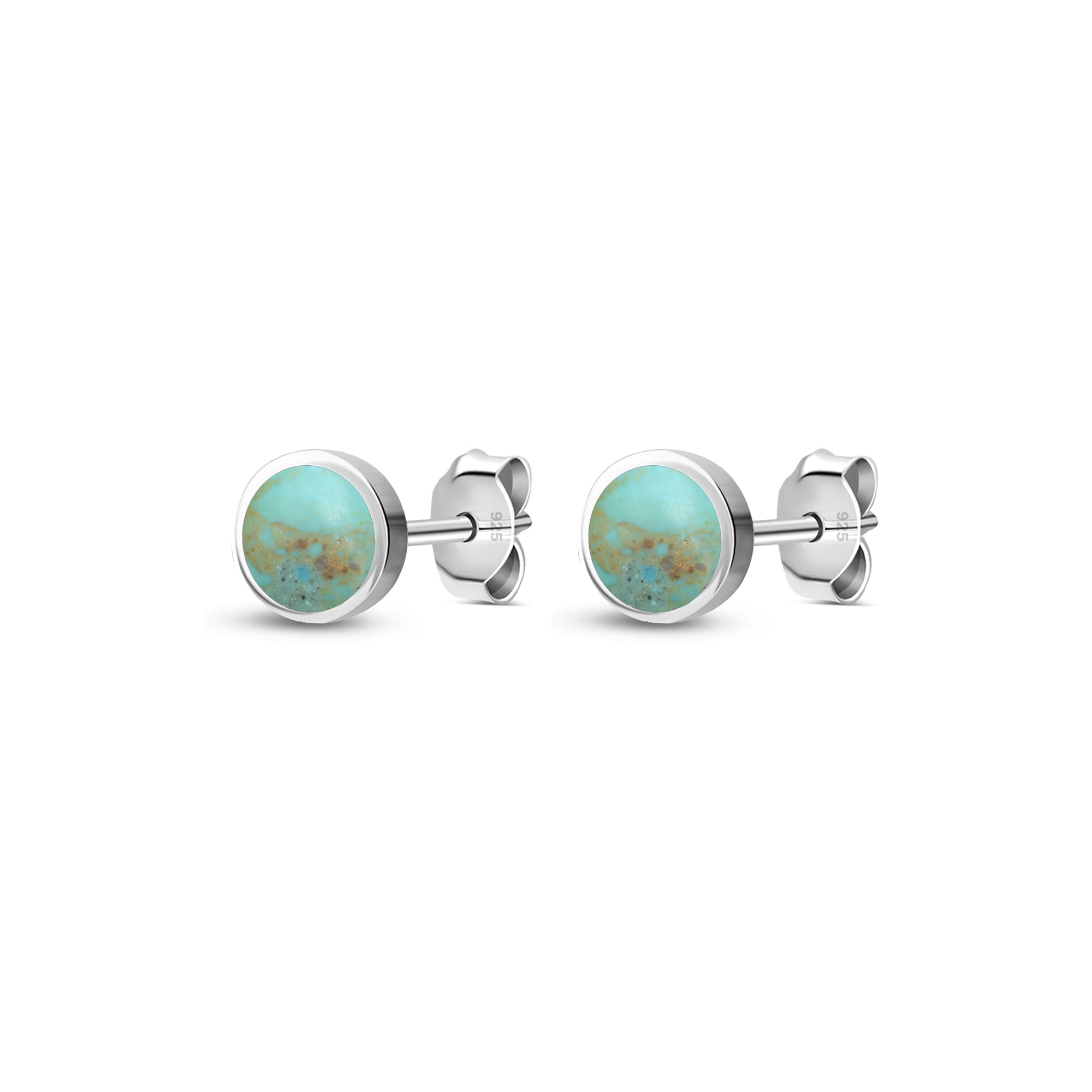 Sterling Silver Turquoise 5mm Round Stud Earrings