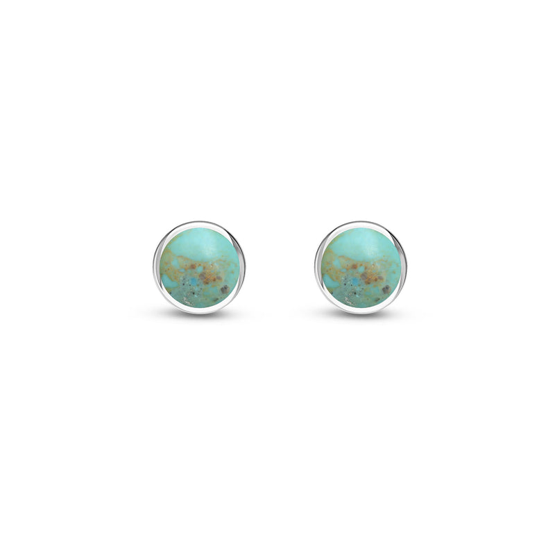 Sterling Silver Turquoise 5mm Round Stud Earrings