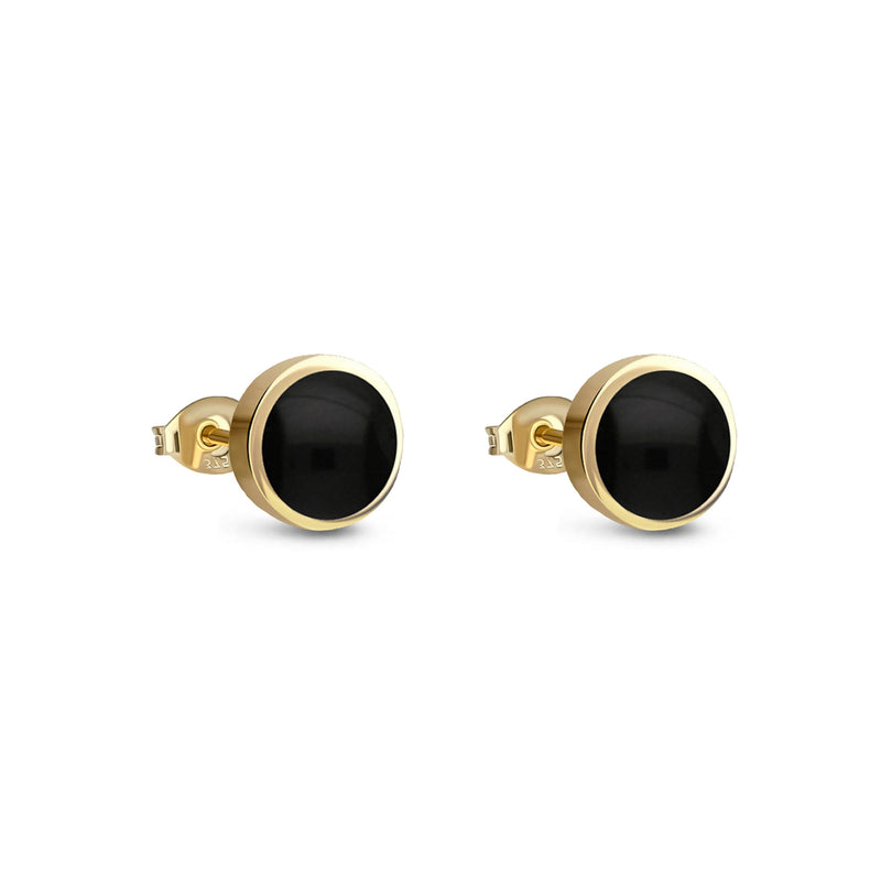 9ct Yellow Gold Whitby Jet 5mm Classic Round Stud Earrings