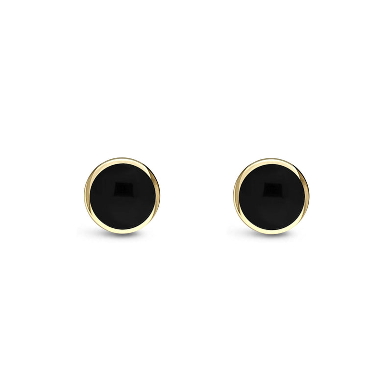 9ct Yellow Gold Whitby Jet 5mm Classic Round Stud Earrings