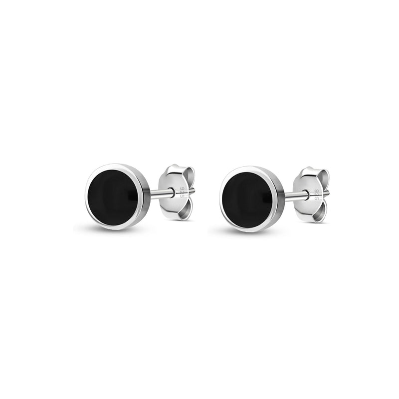 Sterling Silver Whitby Jet 6mm Classic Round Stud Earrings