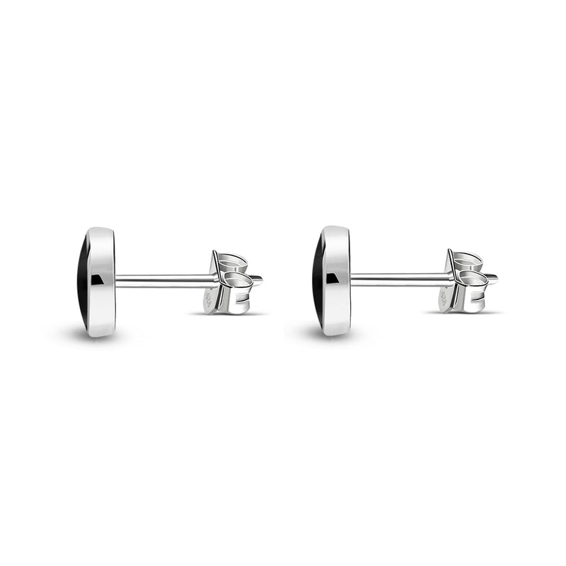 Sterling Silver Whitby Jet 6mm Classic Round Stud Earrings