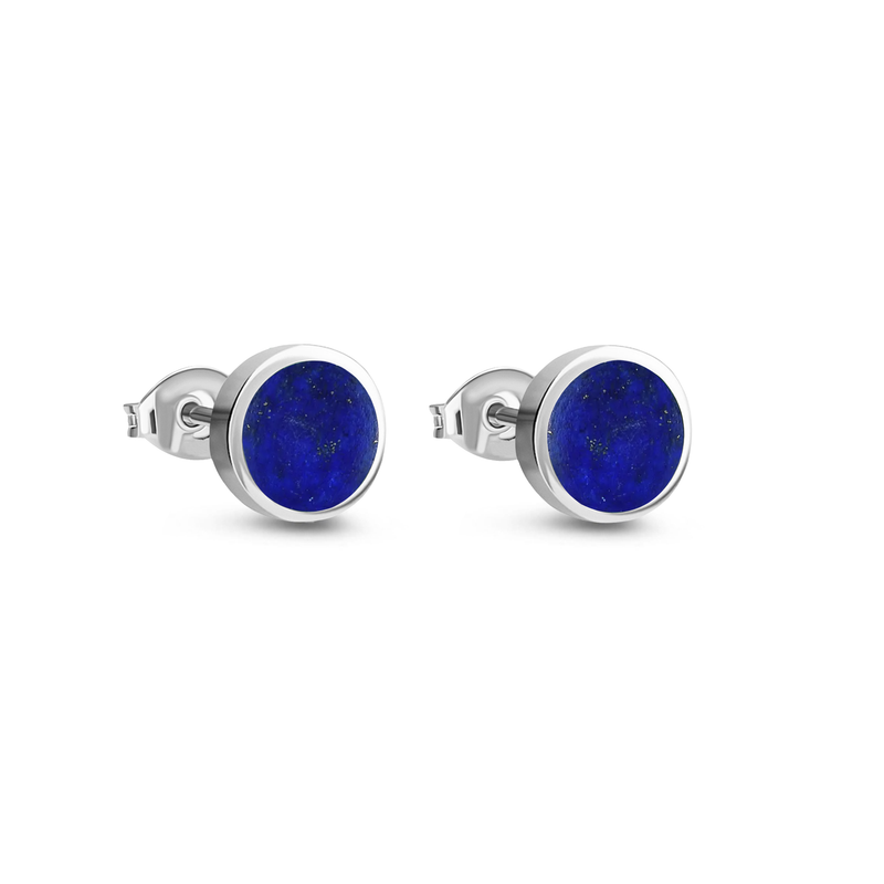 Sterling Silver Lapis Lazuli 8mm Classic Round Stud Earrings