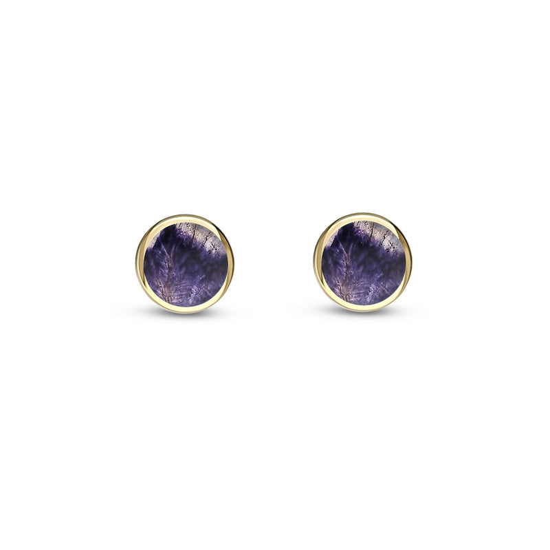 9ct Yellow Gold Blue John 6mm Round Stud Earrings