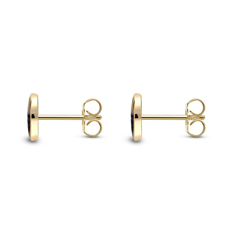 9ct Yellow Gold Blue John 6mm Round Stud Earrings