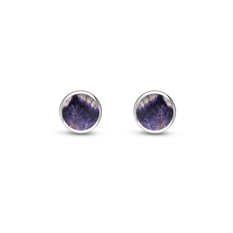 Sterling Silver Blue John 8mm Round Stud Earrings