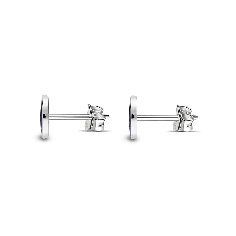 Sterling Silver Blue John 8mm Round Stud Earrings