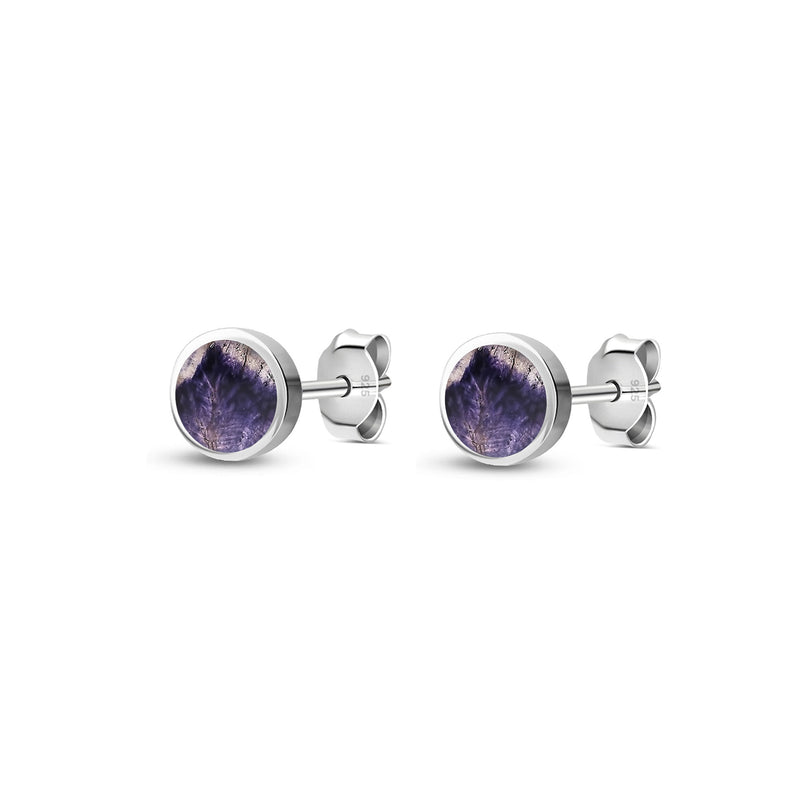 Sterling Silver Blue John 8mm Round Stud Earrings