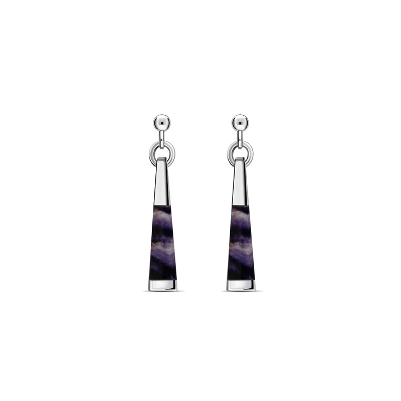 Sterling Silver Blue John Segment Stud Drop Earrings