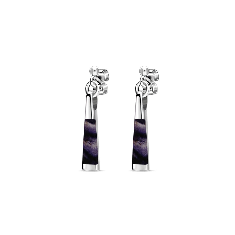 Sterling Silver Blue John Segment Stud Drop Earrings