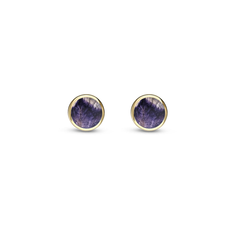 9ct Yellow Gold Blue John 4mm Round Stud Earrings