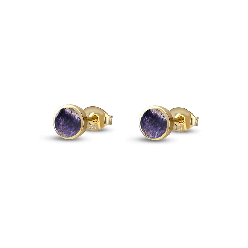 9ct Yellow Gold Blue John 4mm Round Stud Earrings
